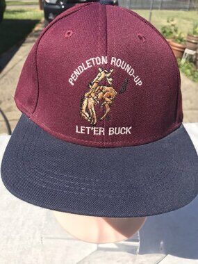 Vtg 90s Rodeo Western Let 'Er Buck Pendleton Round-Up Adjustable Trucker Hat Cap